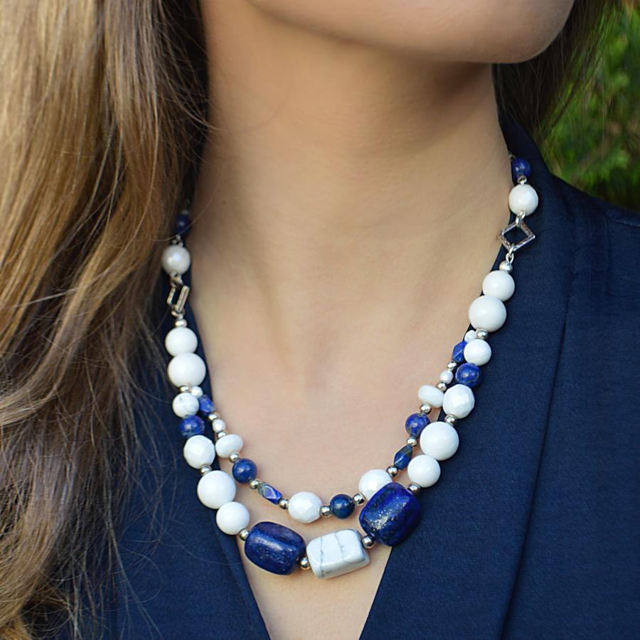 Blue Sapphire Necklace - Heart 0.55 Ct. - 14K White Gold #J7662