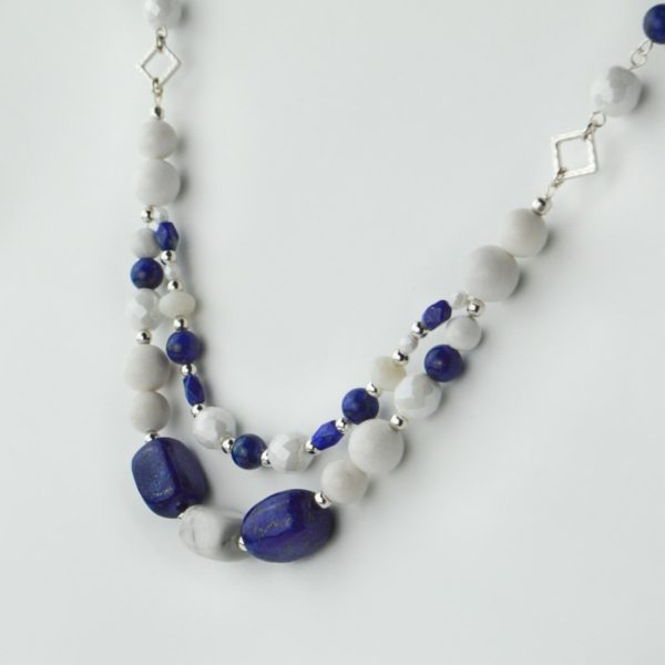 blue and white necklace