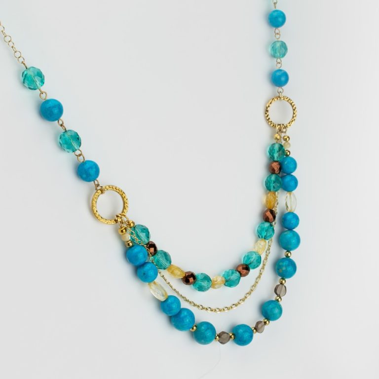 Blue Riverstone Multi-strand Necklace - Kcrafts