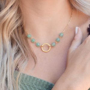 Golden Petite Green Aventurine Necklace