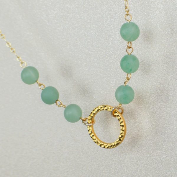 Golden Petite Green Aventurine Necklace 1