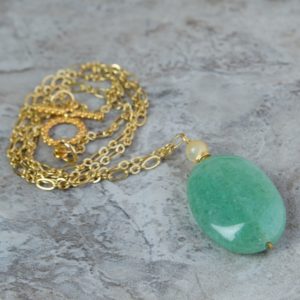 Layered Lovelies 19″ Gold Aventurine Pendant Necklace