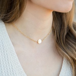 Layered Lovelies 15″ Gold Mother of Pearl Choker Necklace