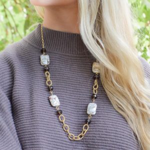 Jasper and Smoky Quartz Long Necklace