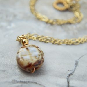 Layered Lovelies 19″ Gold Chocolate Agate Pendant Necklace