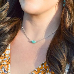 Silver Turquoise Necklace 17″