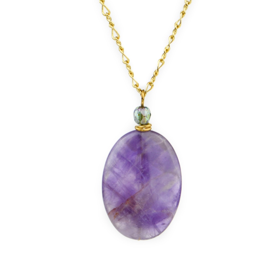 Layered Lovelies 19″ Gold Amethyst Pendant Necklace - Kcrafts