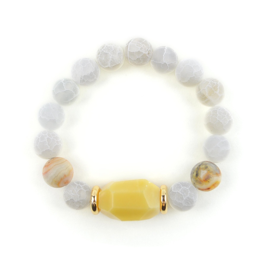 NEW 100% Natural YELLOW agate jade beads bracelet 20MM