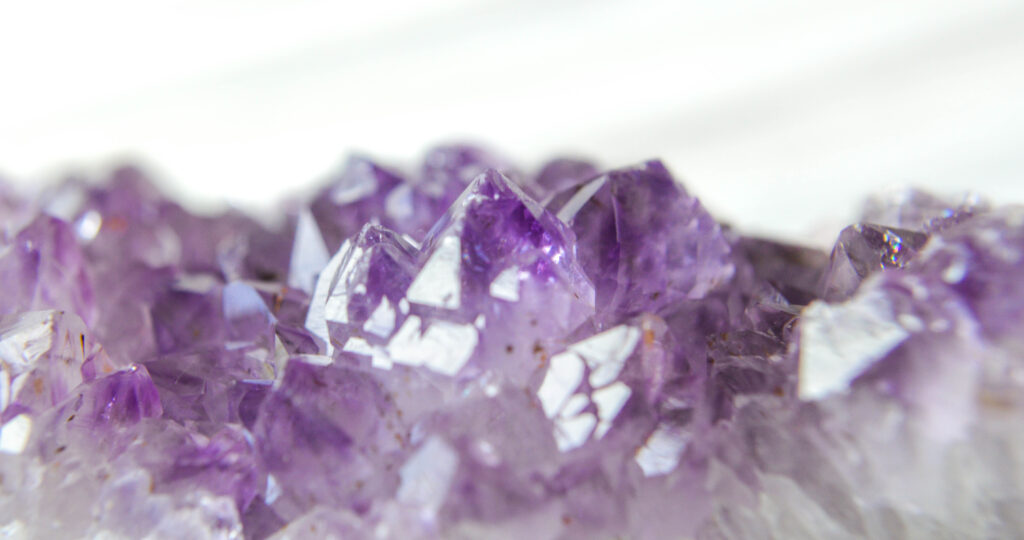 close up of amethyst crystal geode