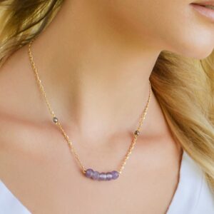 Layered Lovelies 17″ Gold Amethyst Necklace