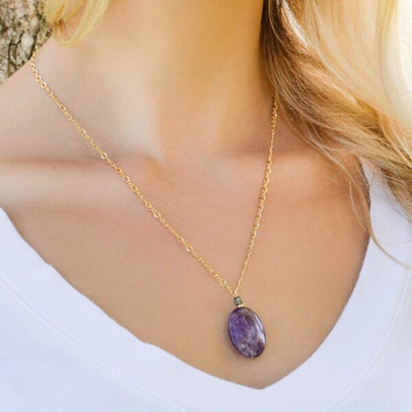 Layered Lovelies 19″ Gold Amethyst Pendant Necklace