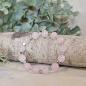 Rose Quartz Silver Bracelet